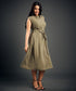 Brown Linen Midu Dress